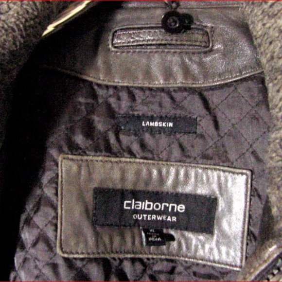 Vtg  Distress Soft Gray Lamb Leather Claiborne Bomber Jacket  Sz XL - Picture 3 of 12